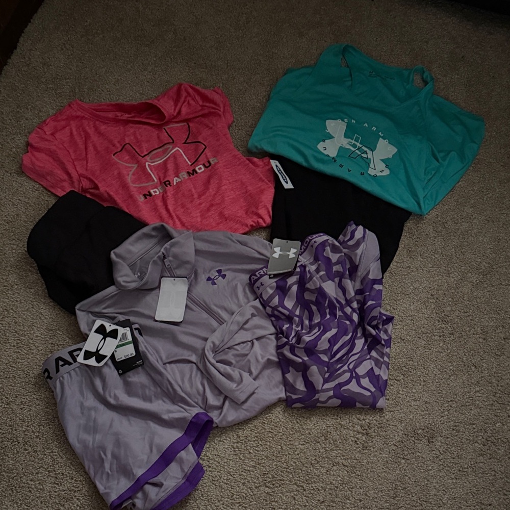 7 piece Girls size L 10/12 Under Armour and ON Colorful Activewear Set 4 NWT